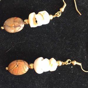 Handcrafted earrings w shells and jasper gemstones